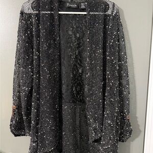 Black lace Open Front Cardigan
